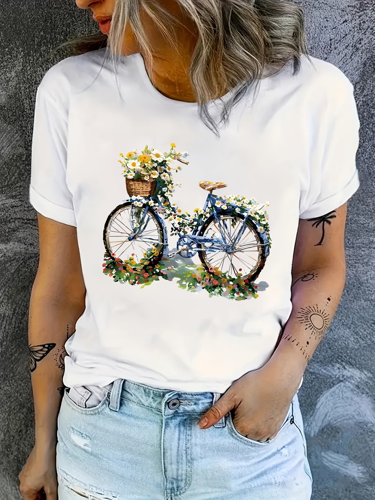 Vintage Cycling Gear - T-shirt 90s 2026 Floral Bike Print