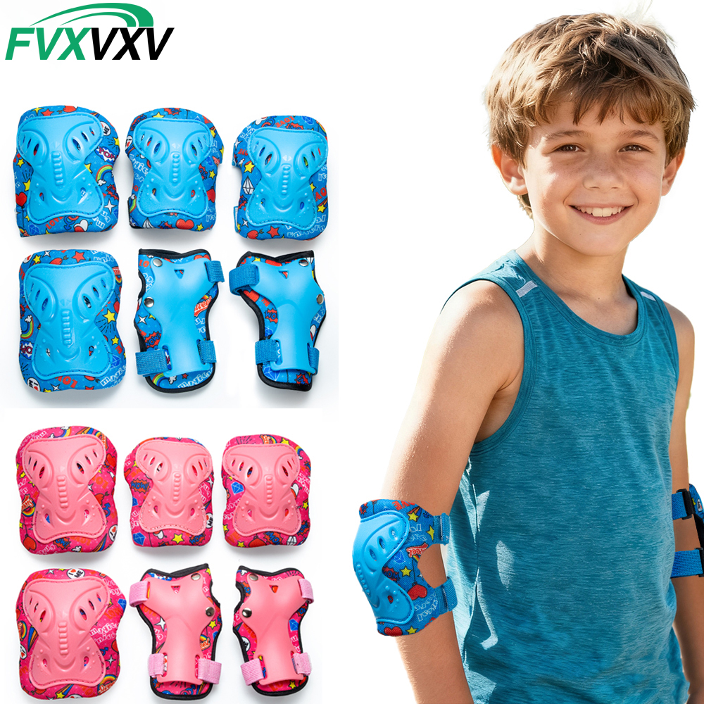 6Pcs Kids 3-10 Years Knee Pad  - Cycling Gear Of The Year avaliação e preço