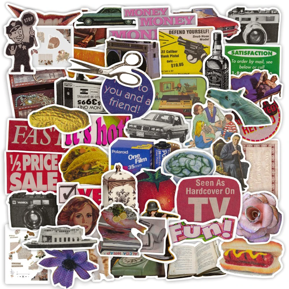 50pcs Vintage Graffiti Sticker - Vintage Cycling Gear avaliação e preço
